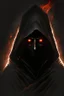 Placeholder: Dark sorcerer, black robe, not visible face, comic style, red eyes
