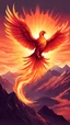 Placeholder: A majestic phoenix spreads its fiery wings, soaring above a mountaintop as the sun rises behind it. in digital illustration style