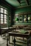 Placeholder: Classroom aesthetic, vintage, mysterious, hyper realism group chat cover picture logos. With frames.
