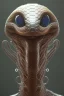 Placeholder: snake alien, head,8 eyes, smile, 8k, with hairs, finely detailed, photo realistic, HR Giger style