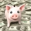 Placeholder: piggish cloven foot lying on stacks of money