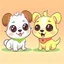 Placeholder: 2 cute Dogs cartoon