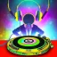 Placeholder: The image features a cartoon DJ character, cyberpunk alien animal, wearing headphones, a DJ turntable. The character is surrounded by a vibrant and colorful background, which adds to the lively atmosphere of the scene. The DJ character appears to be the main focus of the image, and the headphones and turntable emphasize their role as a DJ. The overall scene is visually appealing and captures the essence of a DJ's creative and energetic performance, art style by Coco Vadi, masterpiece of art, am