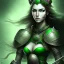 Placeholder: lady warrior with green top and black eyes and flower