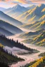 Placeholder: Forest, River And Mountains top view