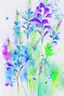 Placeholder: Abstract wet watercolour, blue green stalks delphiniums,