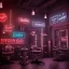 Placeholder: inside modern barber shop, neon lights, 8k, extremly detailed,luxus, wohlhabend, cinema4d, 3d render, creative, complex