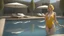 Placeholder: a woman in a yellow bikini standing in a pool, a digital rendering by Cedric Seaut (Keos Masons), cg society contest winner, photorealism, daz3d, vray tracing, vray