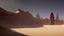 Placeholder: In the desert in the dunes a large sandworm full screen, concept art