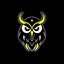 Placeholder: logo design, yellow and black, an owl as king, mafia suit, simple, vector, minimal
