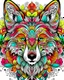 Placeholder: colourful Eurasian wolf ANIMAL Book cover for Adults, mandala, flower,