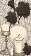 Placeholder: white lace fabric background.black roses with candles.cinematic