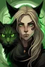 Placeholder: The blond witch with green eyes and the dark angry cat with dreadlocks