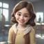 Placeholder: a portrait of smiling girl. carricature. cute. adorable. dark brown hair. medium layers hair. fair skin. dark brown eye pupils. small nose. heart face shape. pixar style. 3D. 4k. portrait. highly detailed. sharp focus. high resolution. full color. cinema lighting