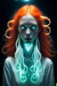 Placeholder: feral ginger girl squid ghost with a weird optical illusion glowing and shining