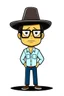 Placeholder: Drawing of Gustavo Petro serious with hat, jeans and shirt no lentes speaking in a speech full body chibi