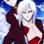 Placeholder: white haired anime vampire boy sucs deep red blood