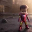 Placeholder: Iron man toddler, real, full body, tokio background, dramatic lighting, hyper realistic, 8k