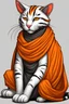 Placeholder: A black, white and orange tabaxi monk wrapped in cloth