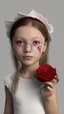 Placeholder: A 7-year-old little girl from Russia holds a lot of roses and puts them on her face, wears a plain white bucket hat, puts roses in front of her face so that her face is not visible, (many flowers: 1.2), soft light, golden hour, upper body, HDR, 8K, Natural Skin Texture, AO, Complex, Highly Detailed, Sharp Focus, Crazy Detail, Intricate Detail, Highly Detailed, The Girl Looked Down