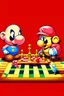 Placeholder: Super Mario playing chess against kirby.