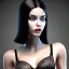 Placeholder: black hair lady model bra with cat eyes