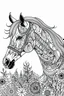 Placeholder: create a 2d black outline, "horse coloring book for girls", coloring page, low details design, black contour, coloring page design, simple background, colorful , card style, coloring page for girls, white background, sketch style