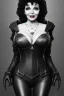 Placeholder: Joan Collins as evil queen in black leather, leather, busty, cleavage, angry, stern look. character design by cory loftis, fenghua zhong, ryohei hase, ismail inceoglu and ruan jia. unreal engine 5, artistic lighting, highly detailed, photorealistic, fantasy