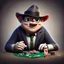 Placeholder: poker player, stylized, pixar