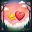 Placeholder: star-buddy and a heart-buddy with clouds in the forest-of-feelings