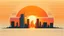 Placeholder: minimal design,shapes, synth-wave, synth-wave sun, synth-wave city, simple,iconic:1.8), synth-wave color in city, comic style