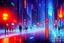 Placeholder: Cyberpunk street, impressionism painting