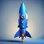 Placeholder: blue rocket cartoon stylized 3d