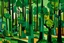 Placeholder: A green forest with tree tanks painted by Stuart Davis