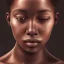 Placeholder: Portrait of a young black woman crying. Tears the colour of oil. Depression seeping out of her eyes nose and mouth like a oil spill