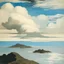 Placeholder: Islands in the sky filled with clouds painted by Edgar Degas