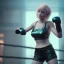 Placeholder: Cyberpunk blonde cyborg girl boxing in the ring unreal 5, octane render,cinema4d, dynamic lighting, 8k, redshift render, highly, hyperrealism ultra detailed, hyper realistic.