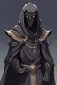 Placeholder: Anime alien villain character with black skin, huge , antagonist smart,too much modern armour and wearing a robe cover his head , aged thousand years and can He achieves anything he imagines