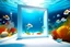 Placeholder: white,background,looking,through,a 3-d, square hole,watching,tropical,fish,swimming,in,the,ocean