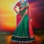 Placeholder: Full body portrait, painting, medium shot lady Mathura art