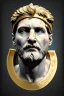 Placeholder: Ultra Realistic image, Roman sculpture, white marble material, Lionel Messi, gold Laurel leaves wreath, renaissance ornaments, radial gold lines, one gold star in heart, gold sun ornament back, blue background, chisel style, waist up portrait, emperor style, epic, celestial, cinematic lighting, God light, god rays, 4k resolution, smooth details, ornate details, soft lighting, unreal engine 5, art station, substance 3d.