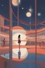 Placeholder: Tatsuro Kiuchi, Hannes Bok, Surreal, mysterious, strange, fantastical, fantasy, Sci-fi, Japanese anime, drops and crystals of light from Vermilion Sands, shadow stepping play, dancing miniskirt beautiful girl, perfect voluminous body At the Astronomical Observation Plaza, detailed masterpiece perspectives