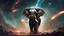 Placeholder: Elephant, depicting a cosmic cataclysm, apocalyptic chaos and splintering galaxies, industrial scifi, splashart illustration, high definition, high quality, highly detailed, ultra realistic