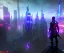 Placeholder: cyberpunk scene, 3d render, great detail, ninja, standing on top of building, viewing the city, third person view