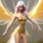 Placeholder: beautiful fairy very etheric, nice smiling, long blond hair, magic glamour pink make up, delicate colors, complete vision of very transparent golden and big wings, beautiful glamour transparent golden dress, ultra sharp focus, 8k, unreal engine 5, extremely sharp detail, light effect, soft light atmosphere, smooth, full of details, face in front, complete vision of face and hair and of the body