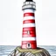 Placeholder: A colored pencil drawing of the red and white striped lighthouse Sletringen Lighthouse in Norway