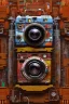 Placeholder: futuristic pinhole camera in Kente, rusted clocks lens, cinematic, scaffolding, cyberpunk, 8k quality