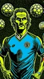 Placeholder: Diego Forlan Football soccer player posing. Squad, ghosts, monsters, Dark detective comic cover watchmen 1940 vintage. Paranormal.