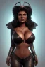 Placeholder: Pam Grier as evil queen in black leather, leather, busty, cleavage, angry, stern look. character design by cory loftis, fenghua zhong, ryohei hase, ismail inceoglu and ruan jia. unreal engine 5, artistic lighting, highly detailed, photorealistic, fantasy