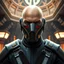 Placeholder: bald male corellian jedi wearing gunmetal grey and black old republic armored flightsuit and breath mask with gold and metallic red trim inside the jedi temple, centered head and shoulders portrait, hyperdetailed, dynamic lighting, hyperdetailed background, 8k resolution, volumetric lighting, light skin, fully symmetric details